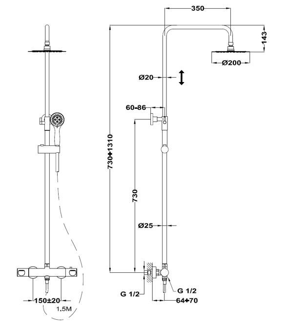 Душ система с термостат Manacor (1)