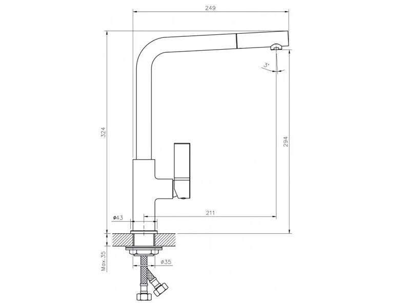 Стоящ смесител за кухня ICF 718650 Black (1)