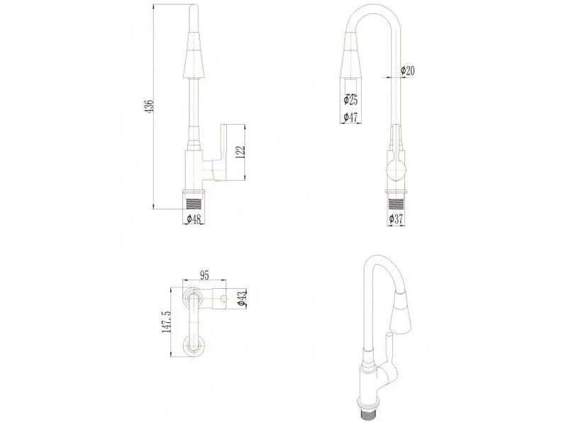 Стоящ смесител за кухня ICF 7108223 Havana Grey (1)