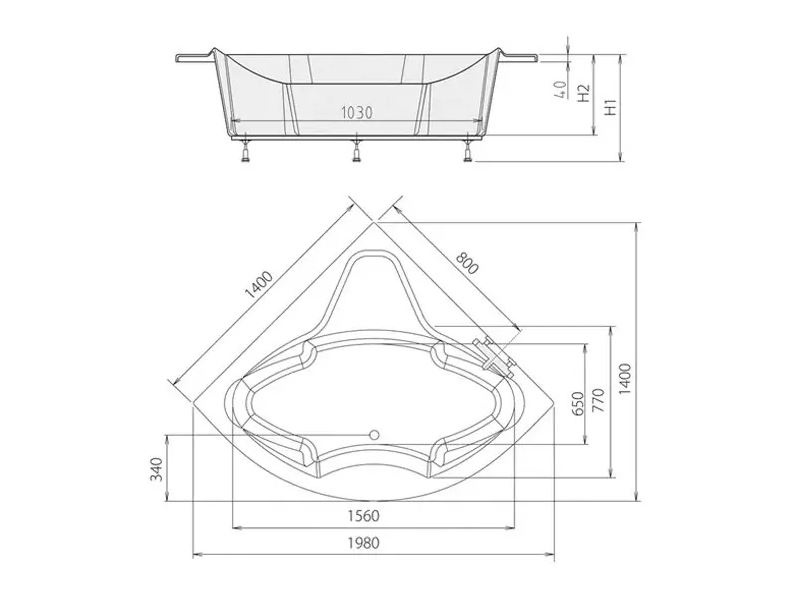 Вана с хидромасаж Monik Hydro+Air 140см (1)